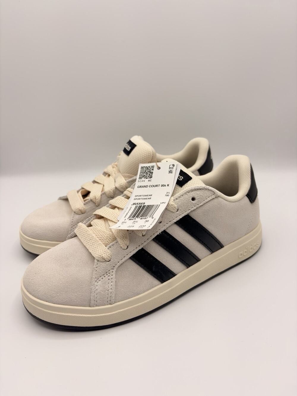 adidas Grand Court 00s Unisex White Sneakers Athletic Shoes Sz 4 - JR5569 NWT